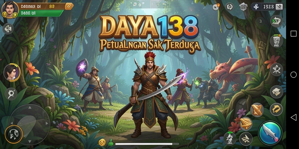 Screenshot utama DAYA138 menampilkan karakter menjelajahi dunia petualangan.