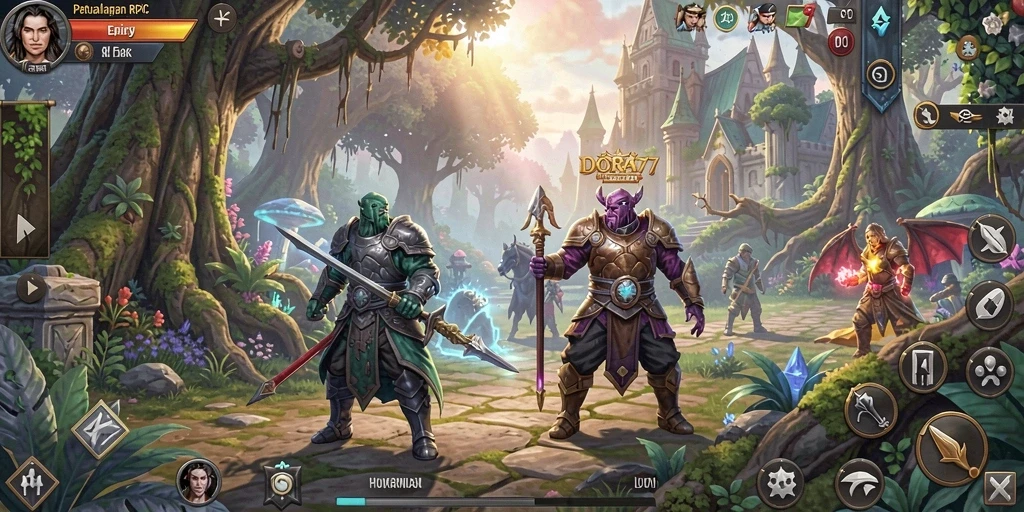 Tampilan gameplay DORA77 yang mendebarkan dan penuh aksi.
