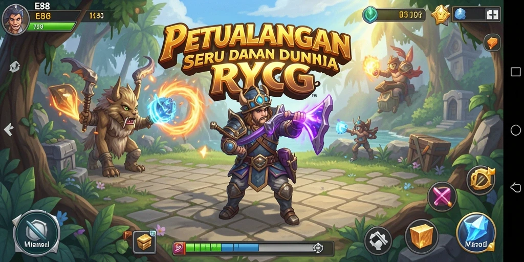 Tampilan gameplay E88 yang mendebarkan dalam pertempuran RPG.