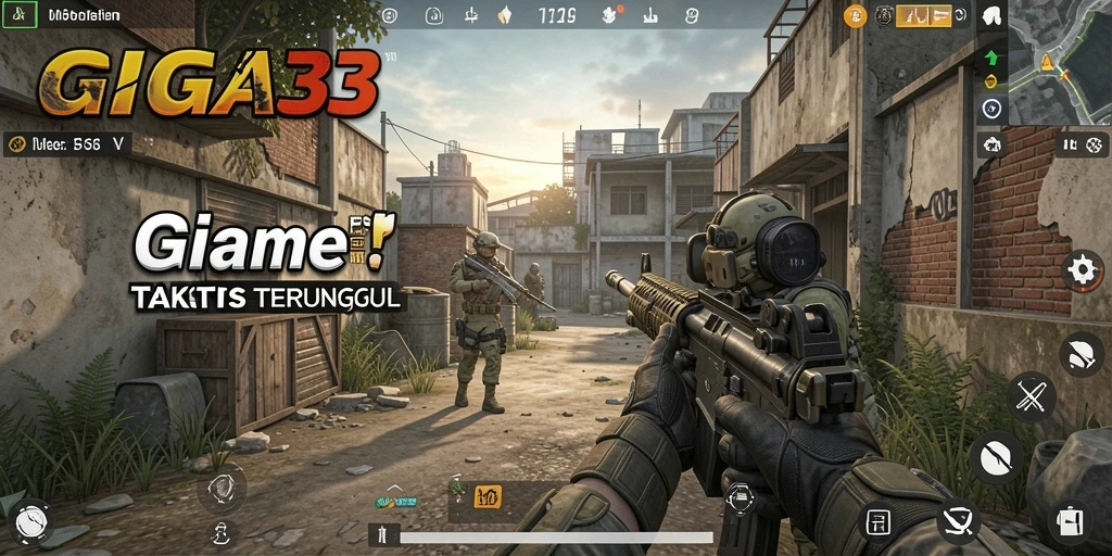 Screenshot GIGA33 menampilkan aksi tembak-menembak yang intens dalam pertempuran FPS.