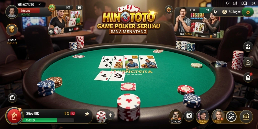 Tampilan gameplay Poker yang menegangkan di HINOTOTO.