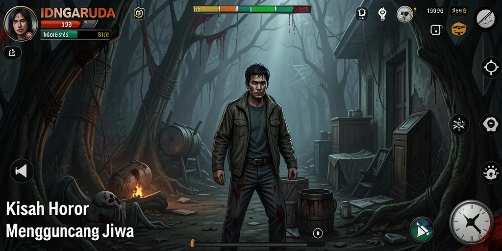 Tampilan gameplay menegangkan dari IDNGARUDA yang penuh kengerian.