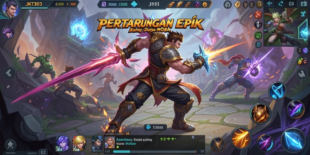 Tangkapan layar menunjukkan aksi seru dalam permainan MOBA JKT303.