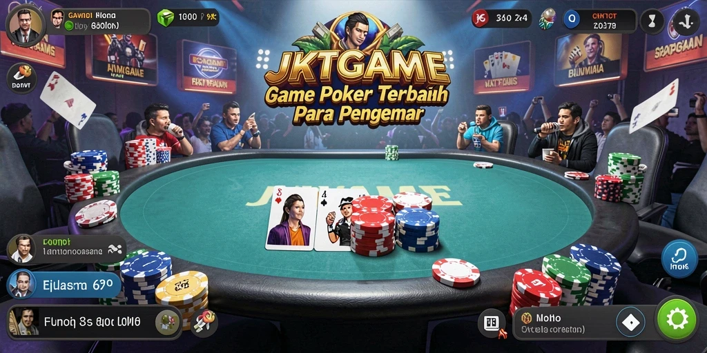 Tampilan menarik JKTGAME saat gameplay Poker yang seru.