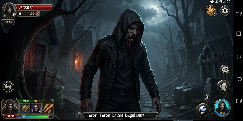 Tampilan gameplay menyeramkan di JPTOGEL77 dengan efek visual menegangkan.