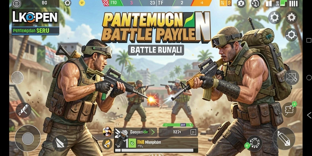 Tangkapan layar LKOPEN yang menampilkan pertempuran seru di arena Battle Royale.