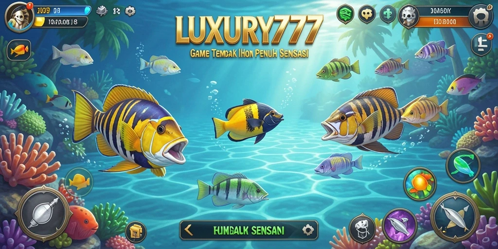 Tampilan menarik dari gameplay LUXURY777 saat menembak ikan.
