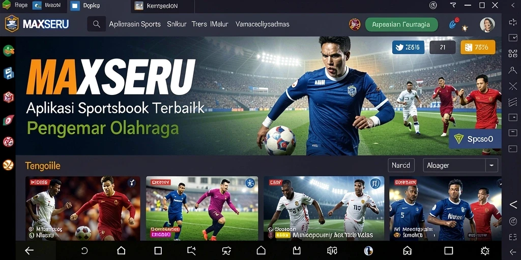 Tampilan gameplay menarik dari aplikasi MAXSERU yang menampilkan berbagai taruhan olahraga.
