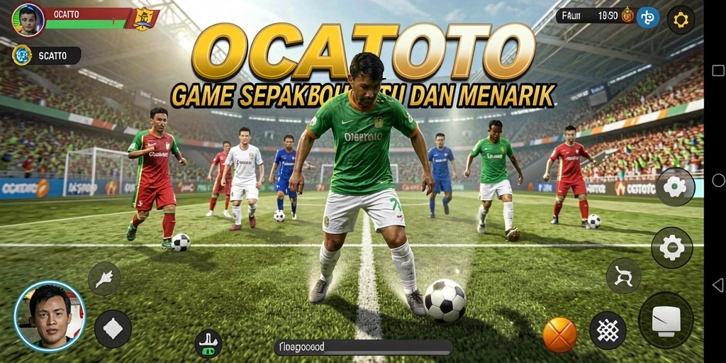 Tampilan gameplay menakjubkan dari OCATOTO saat pertandingan sepak bola.