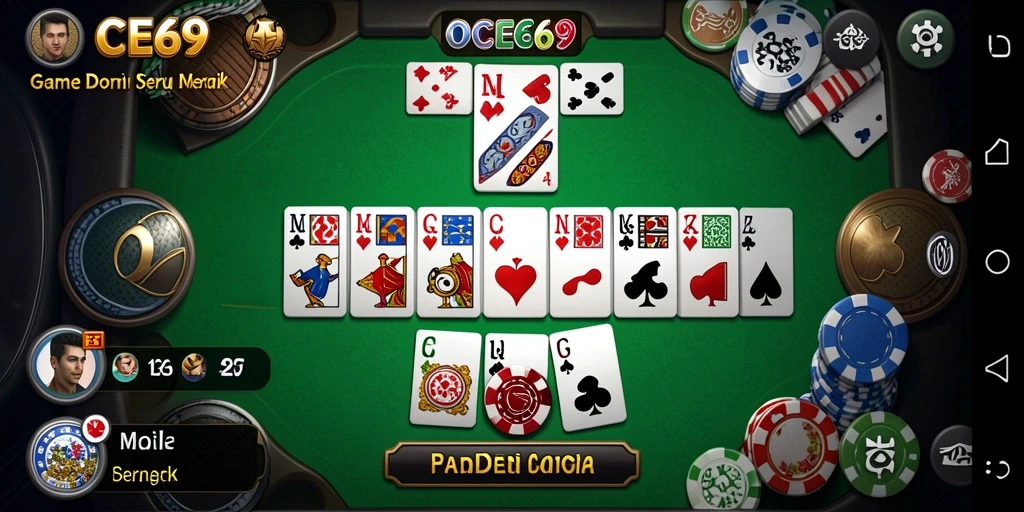 Screenshot gameplay OCE69 menampilkan pemain yang sedang serius bermain Domino.