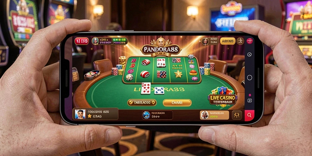 Screenshot PANDORA88 menampilkan dealer langsung dalam suasana kasino.