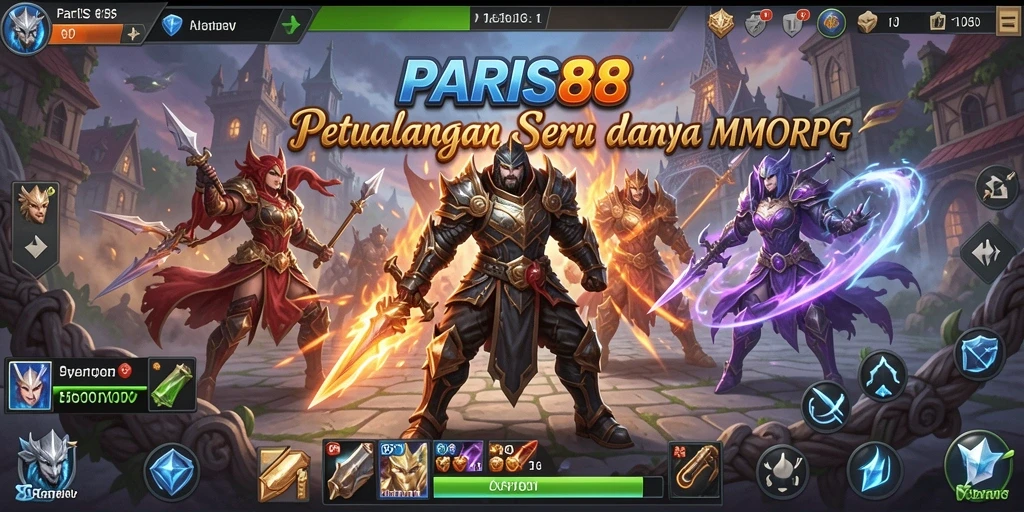 Screenshot utama PARIS88 menampilkan aksi gameplay seru dalam petualangan MMORPG.