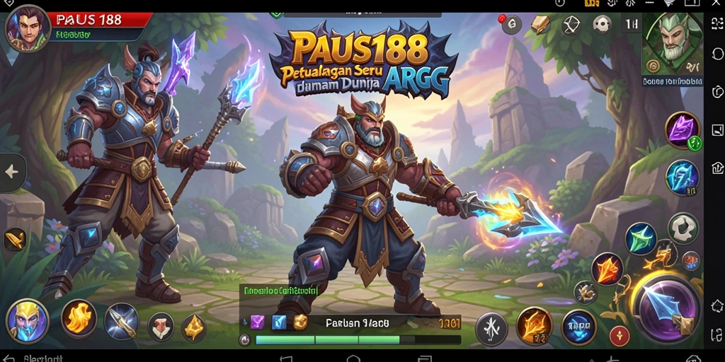 Tampilan gameplay seru di dunia fantasi PAUS188 dengan pertarungan melawan monster.