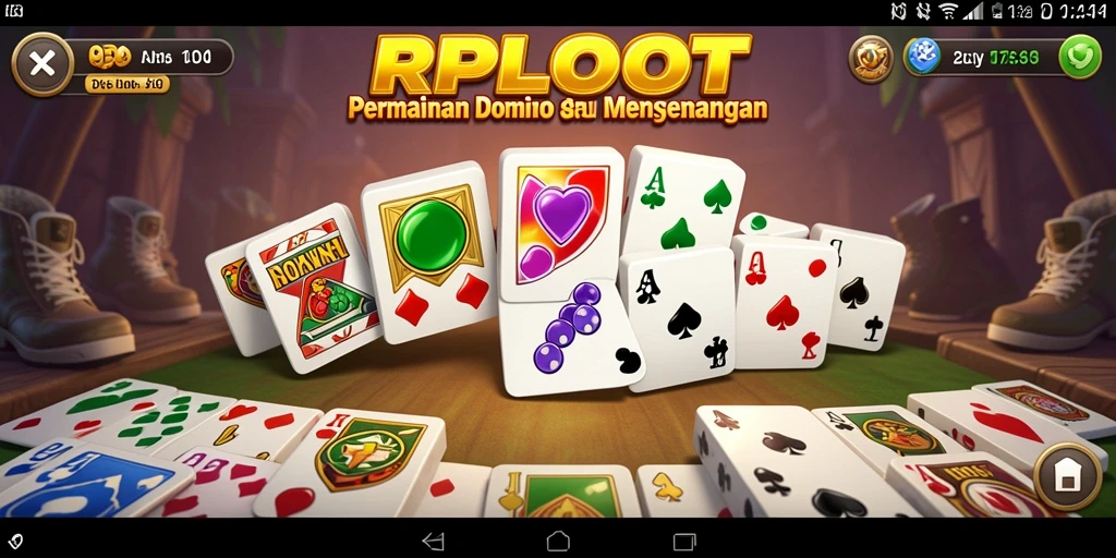 Tampilan gameplay seru dalam RPLOOT yang menunjukkan aksi domino.