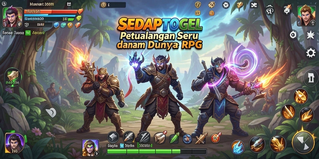 Tangkapan layar dari gameplay RPG SEDAPTOGEL yang menampilkan aksi pertempuran seru.