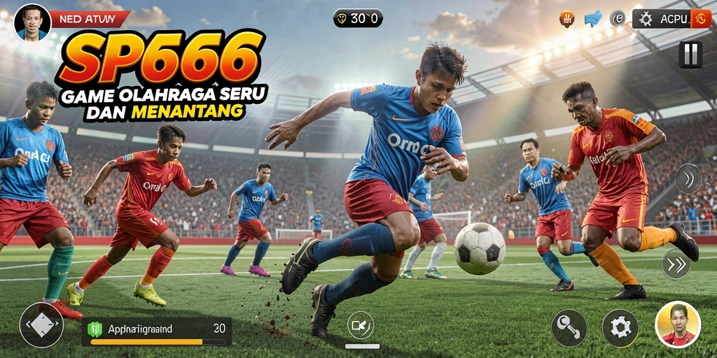 Tampilan gameplay seru SP666 dengan aksi olahraga yang mendebarkan.