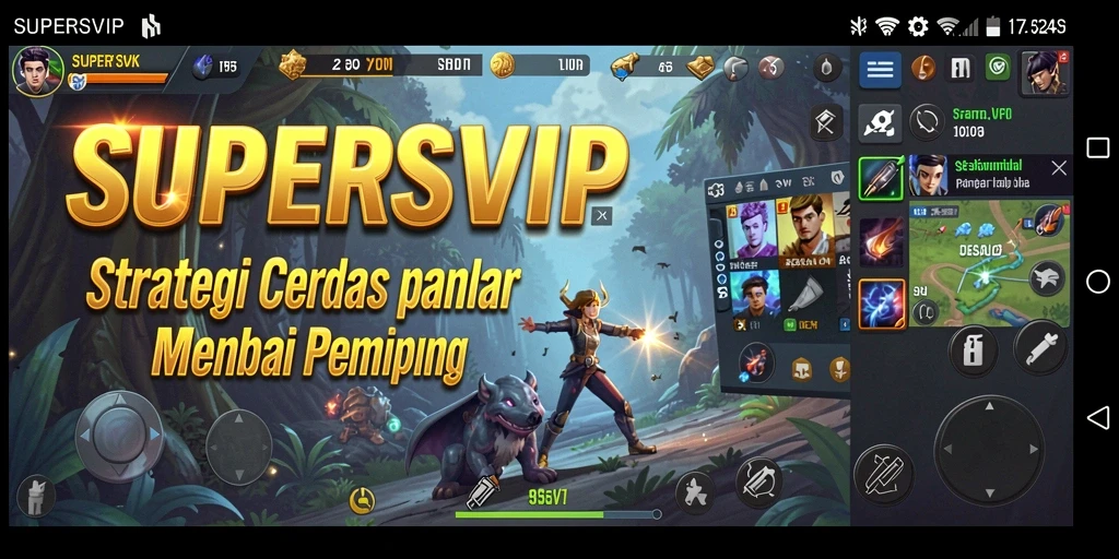 Tangkapan layar utama SUPERSVIP menampilkan aksi strategi yang intens.