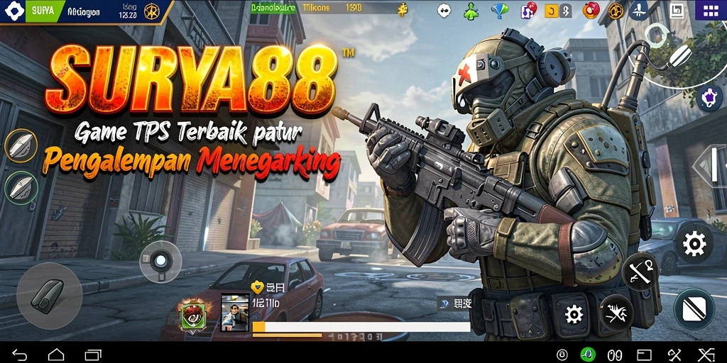 Screenshot utama SURYA88 menunjukkan aksi pertempuran yang seru dan mendebarkan.