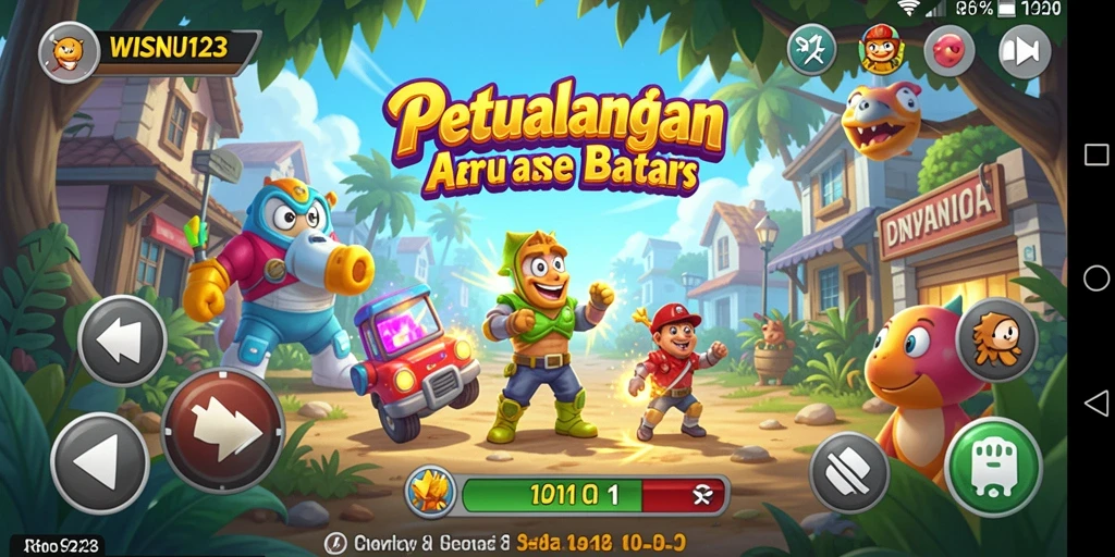Tampilan gameplay seru dari WISNU123 dengan karakter yang menarik.