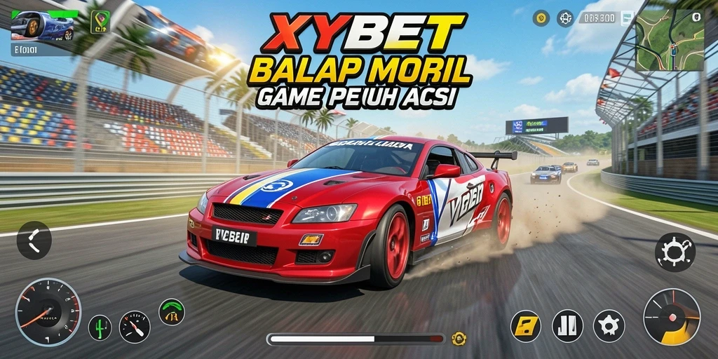 Tangkapan layar YYBET menampilkan aksi balap mendebarkan di lintasan.
